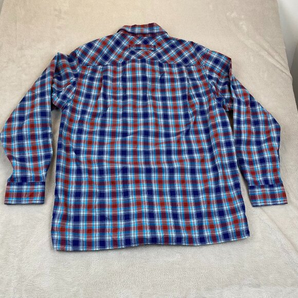 Duluth Men's Shirt M Relaxed Fit Red/Blue Plaid Button-Up - Picture 10 of 10